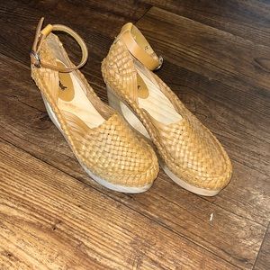 free people🤎leather and wooden clogs